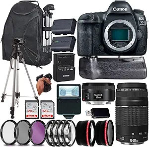 Canon 5D Mark IV DSLR Camera Kit with EF 50mm & 75-300mm Lens