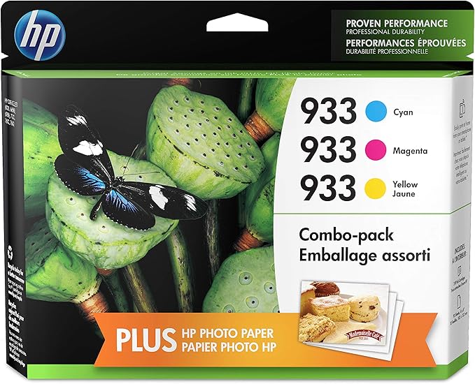 HP B3B32FN 933 Cyan Magenta Yellow Ink 3-Pack — main product image