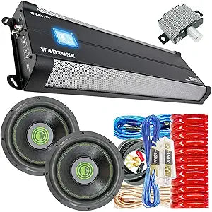 Gravity WZ80001D 8000W Mono Amplifier & Dual 12" Subwoofer Kit