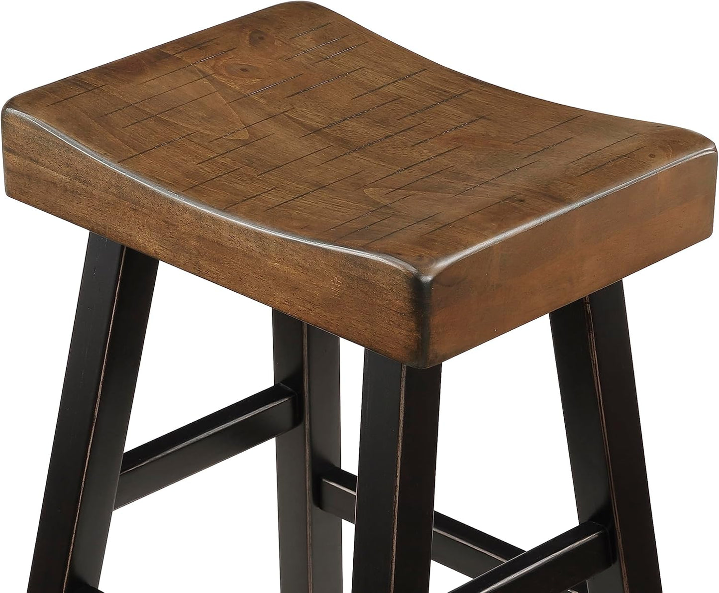 Lexicon 194840233084: Saddle Bar Stools, Set of 2, Black/Brown