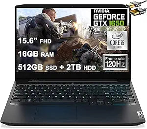 Lenovo lenovo ideapad 3 Gaming Laptop: i5-10300H, GTX 1650, 16GB RAM, 512SSD + 2TB HDD — main product image