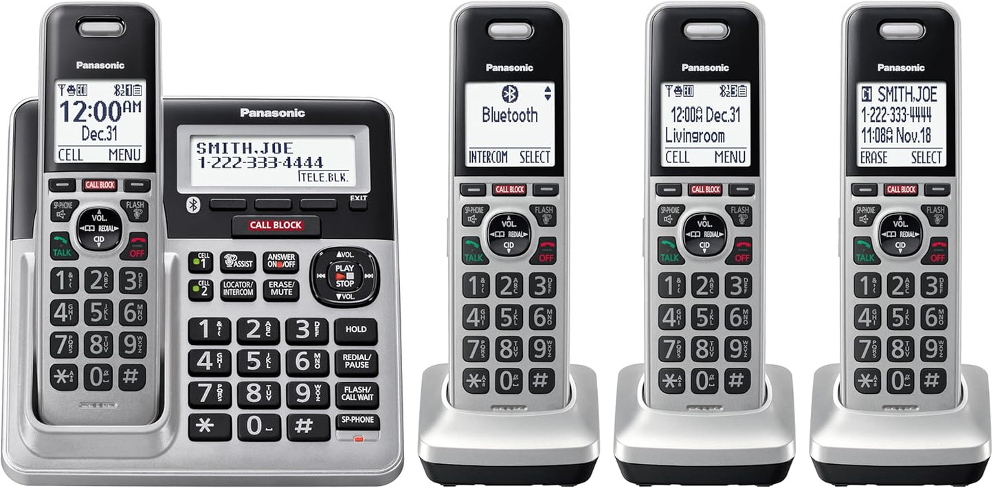 Panasonic KX-TG994 DECT 6.0 Bluetooth 4-Handset Phone (Renewed)
