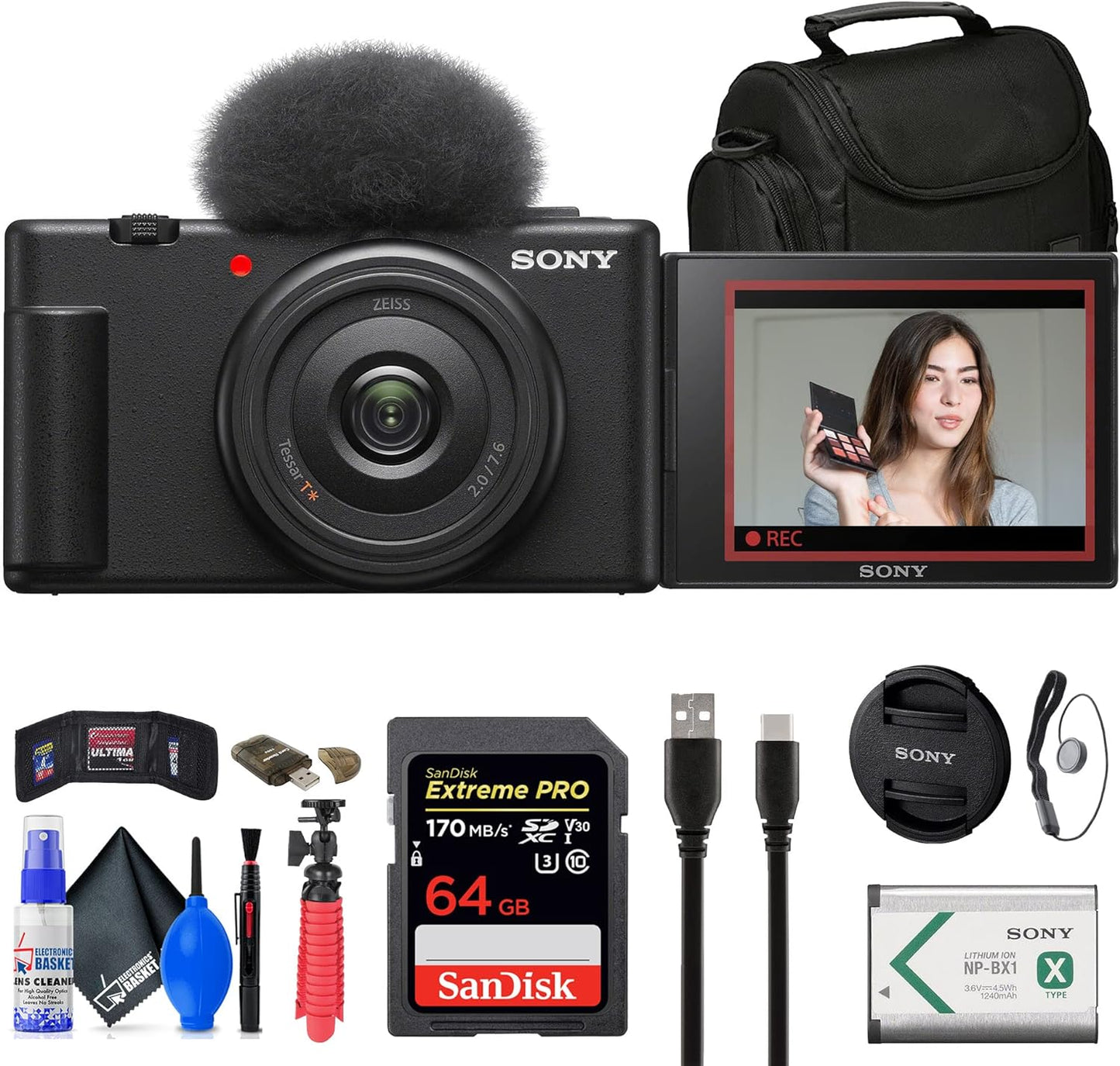 Sony ZV1F/B Vlogging Camera Bundle Black Renewed