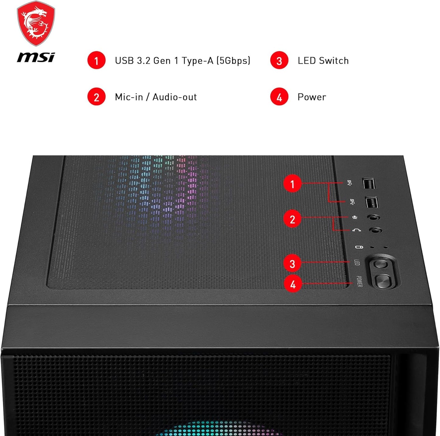 MSI MAG FORGE 320R AIRFLOW Mid-Tower Gaming PC Case