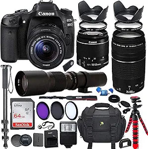 Canon EOS Rebel 80D DSLR Camera with Lens Bundle