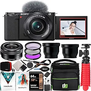 Sony E4SNILCZVE10B ZV-E10 Vlog Camera Kit - Black