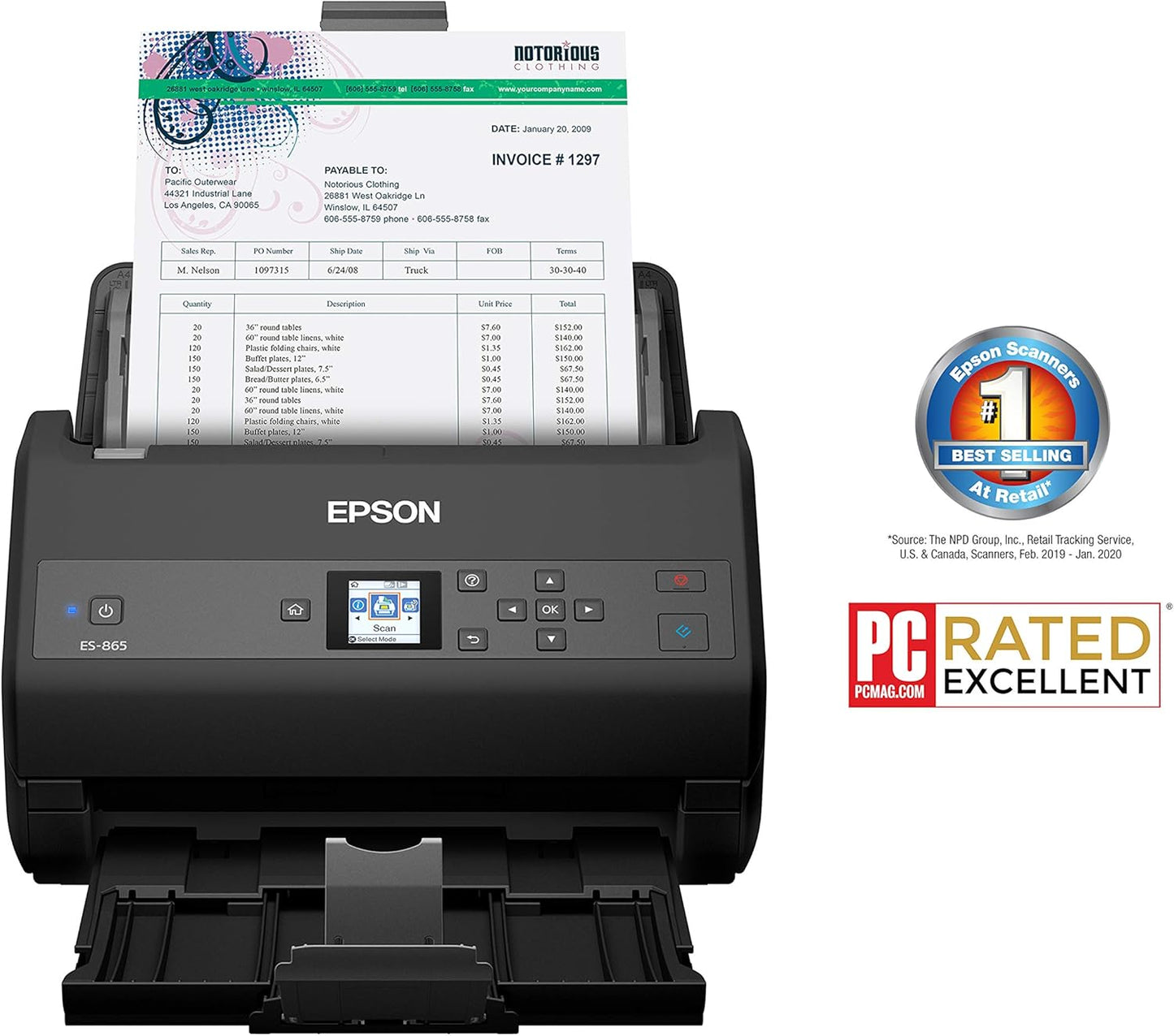 Epson ES-865 High-Speed Duplex Document Scanner