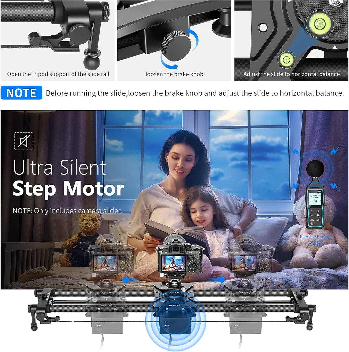 Neewer 10100220 Motorized 31.5" Camera Slider with Remote