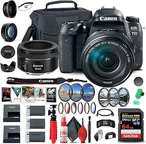 Canon 1892C002 EOS 77D DSLR 18-135mm Lens Bundle (Renewed)