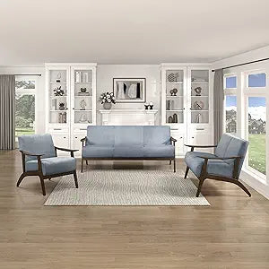 Lexicon 194840155706 Tenley 3-Piece Living Room Set Blue Gray