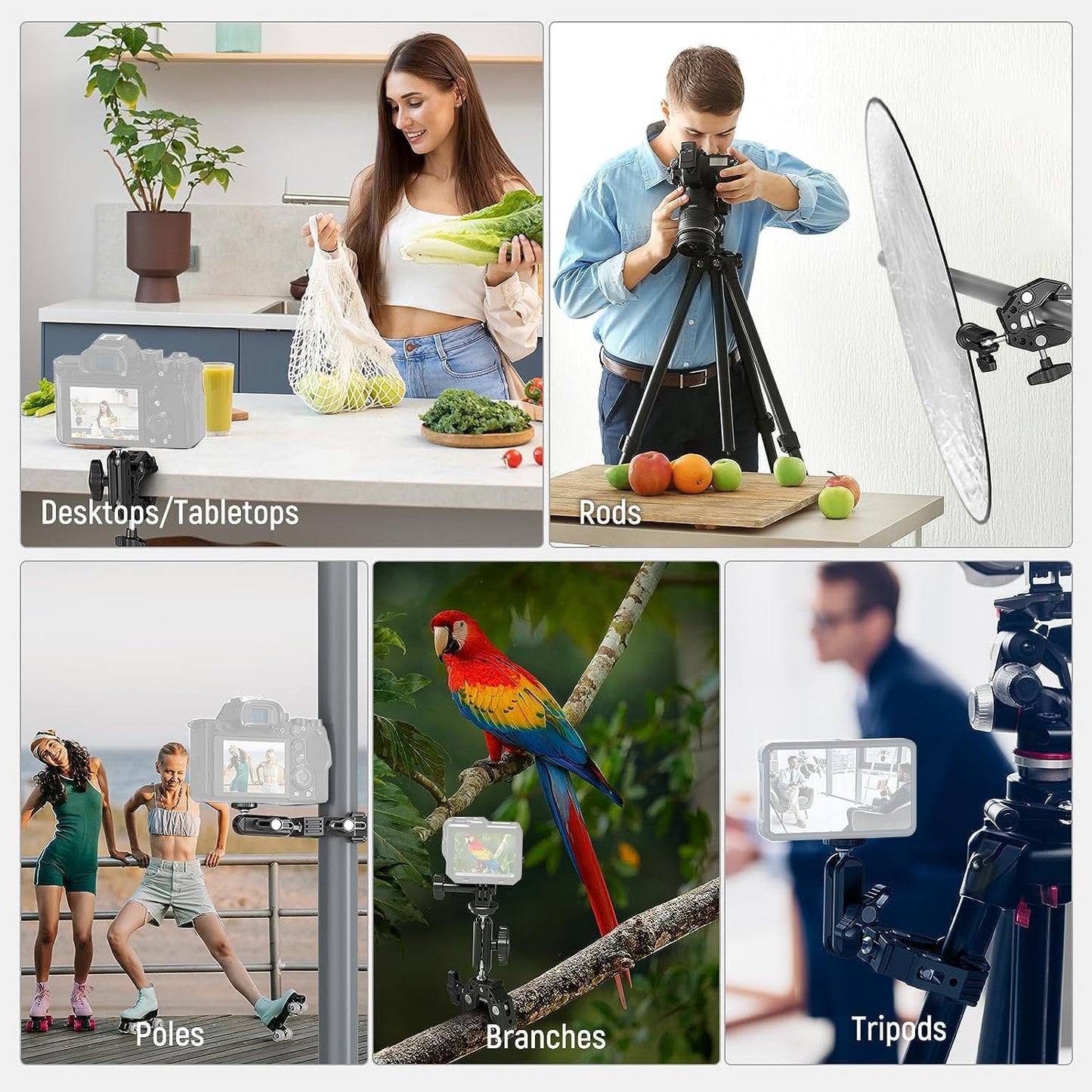 Neewer ST83 Super Clamp with Dual Ballhead Magic Arm