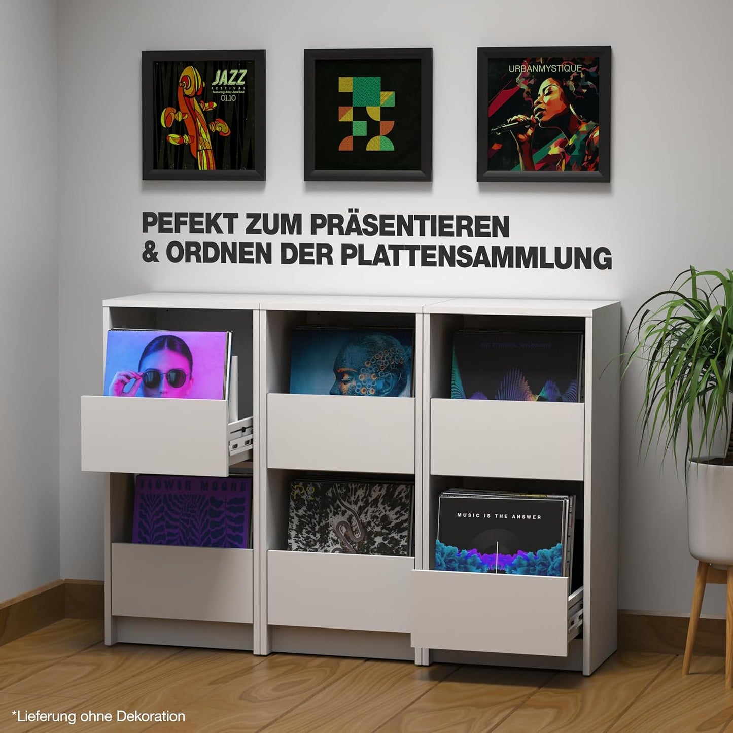 Glorious 247178 Vinyl Vault Record Collection Storage Cabinet