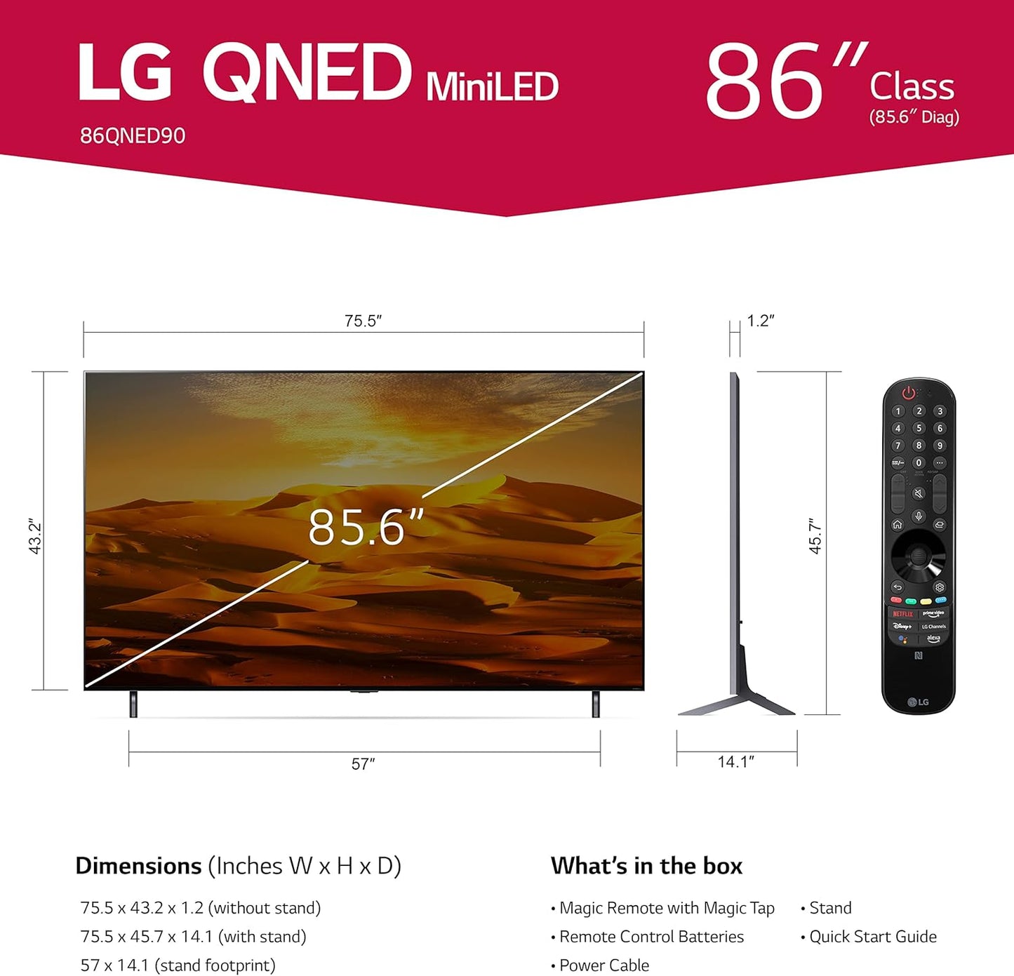 LG QNED90 86-Inch 4K MiniLED Smart TV 120Hz