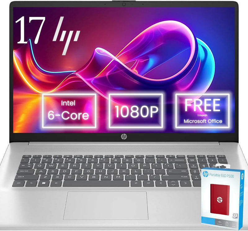 HP 17 Everyday Essential FHD Laptop with MS Office 365 — main product image