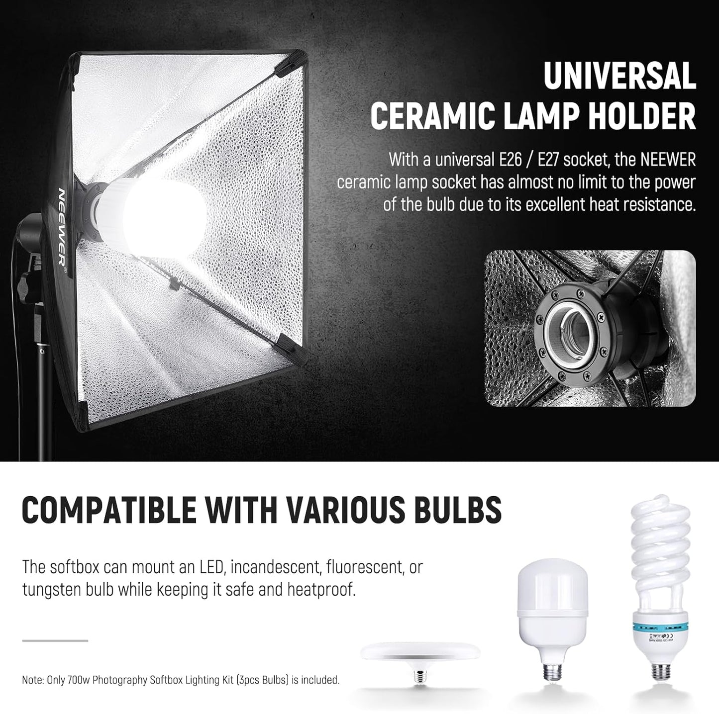 Neewer NK200 700W Equivalent Softbox Lighting Kit