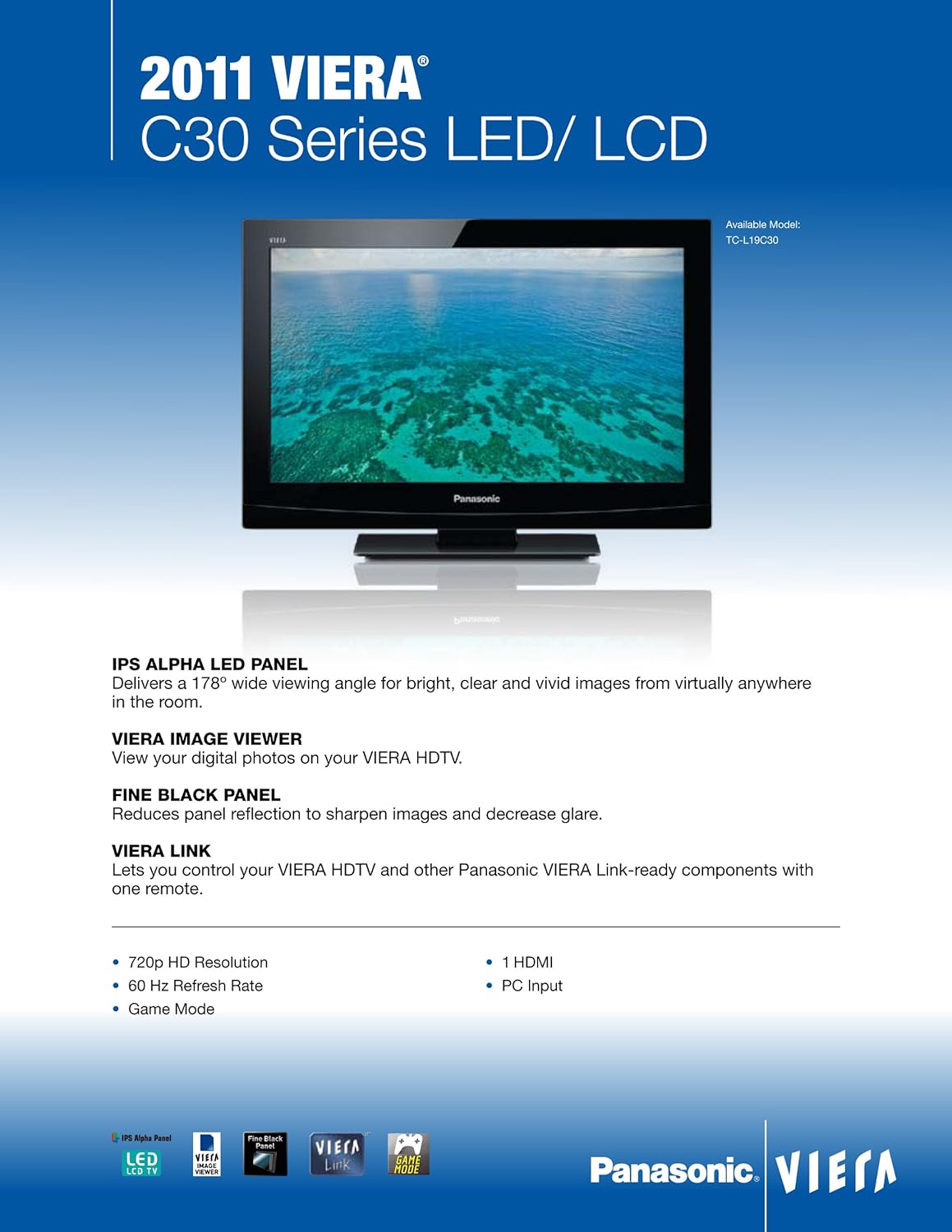 Panasonic TC-L19C30 19-Inch 720p LED HDTV