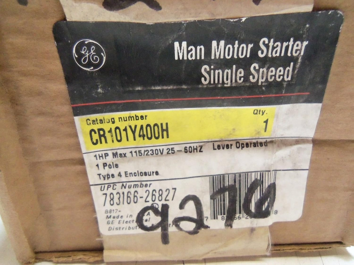 GE CR101Y400H Manual Starter NEMA 4 Enclosure NEW