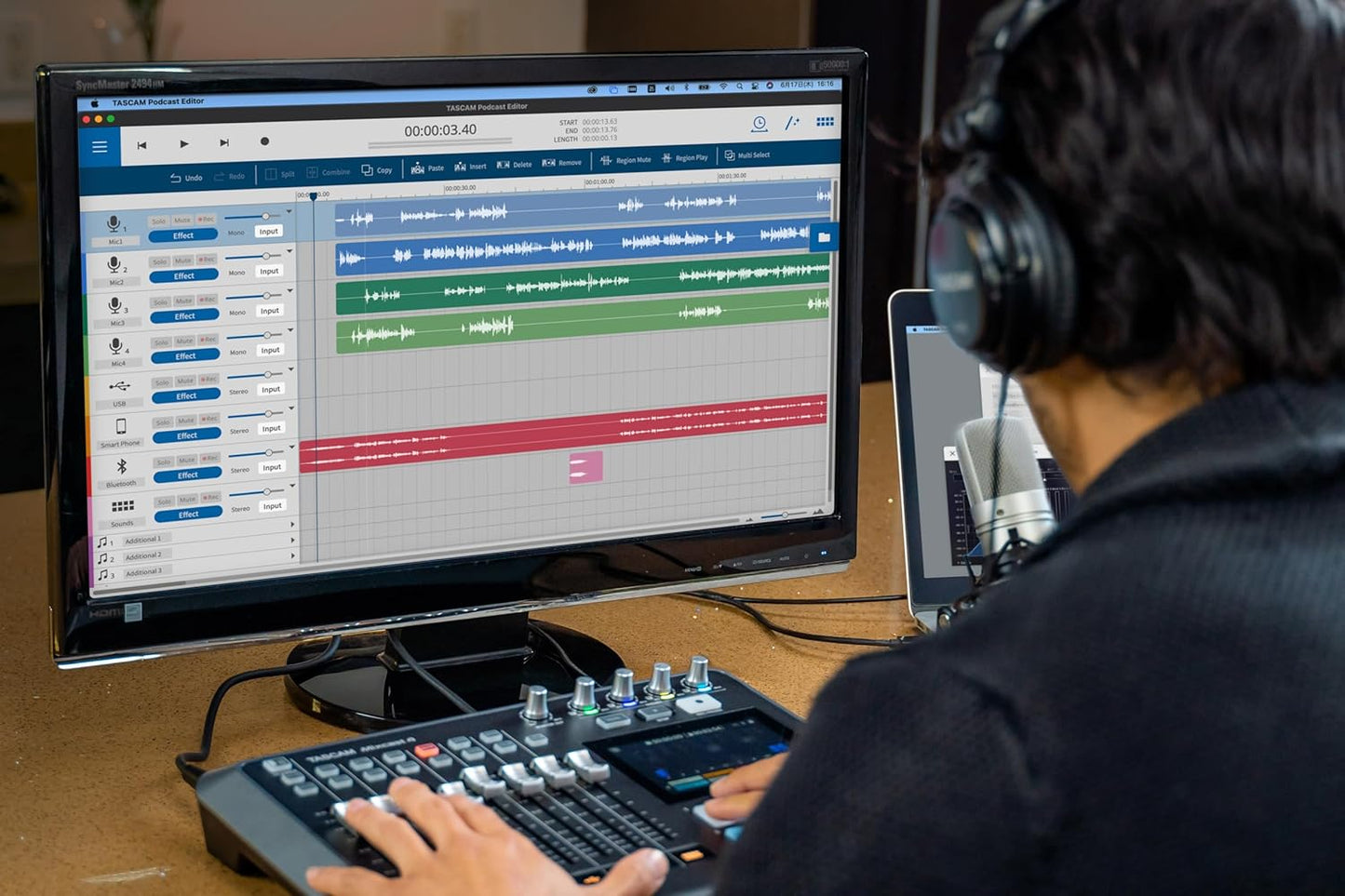 Tascam MIXCAST4 Podcast Streaming Mixer Recorder USB Interface