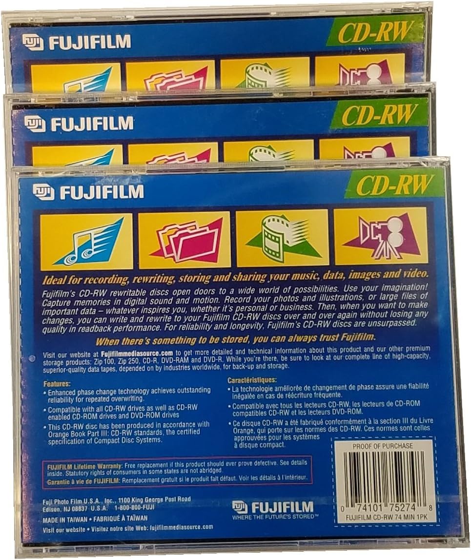 Fujifilm 25301276 74-Minute CD-RW Discs 3-Pack