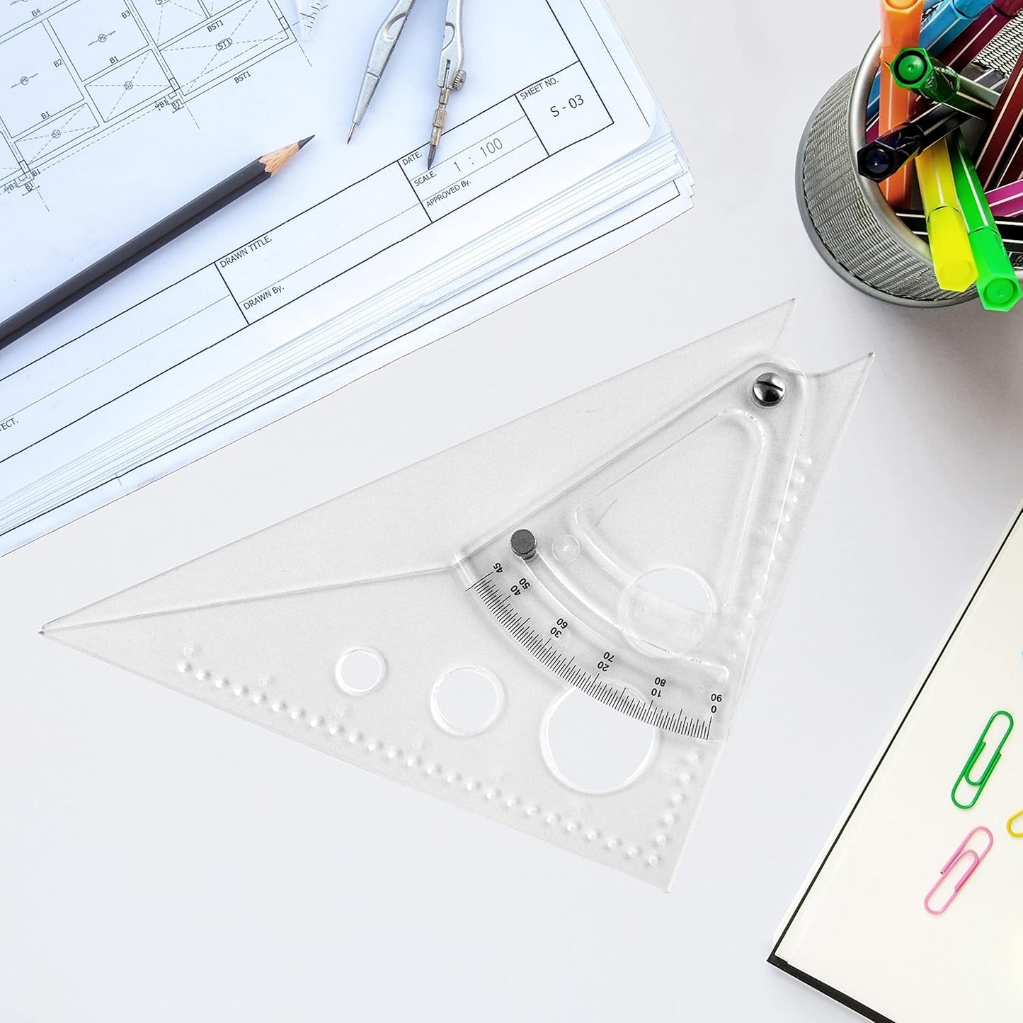 Westcott AT-8 8" Adjustable Triangle Scale Drafting Tool