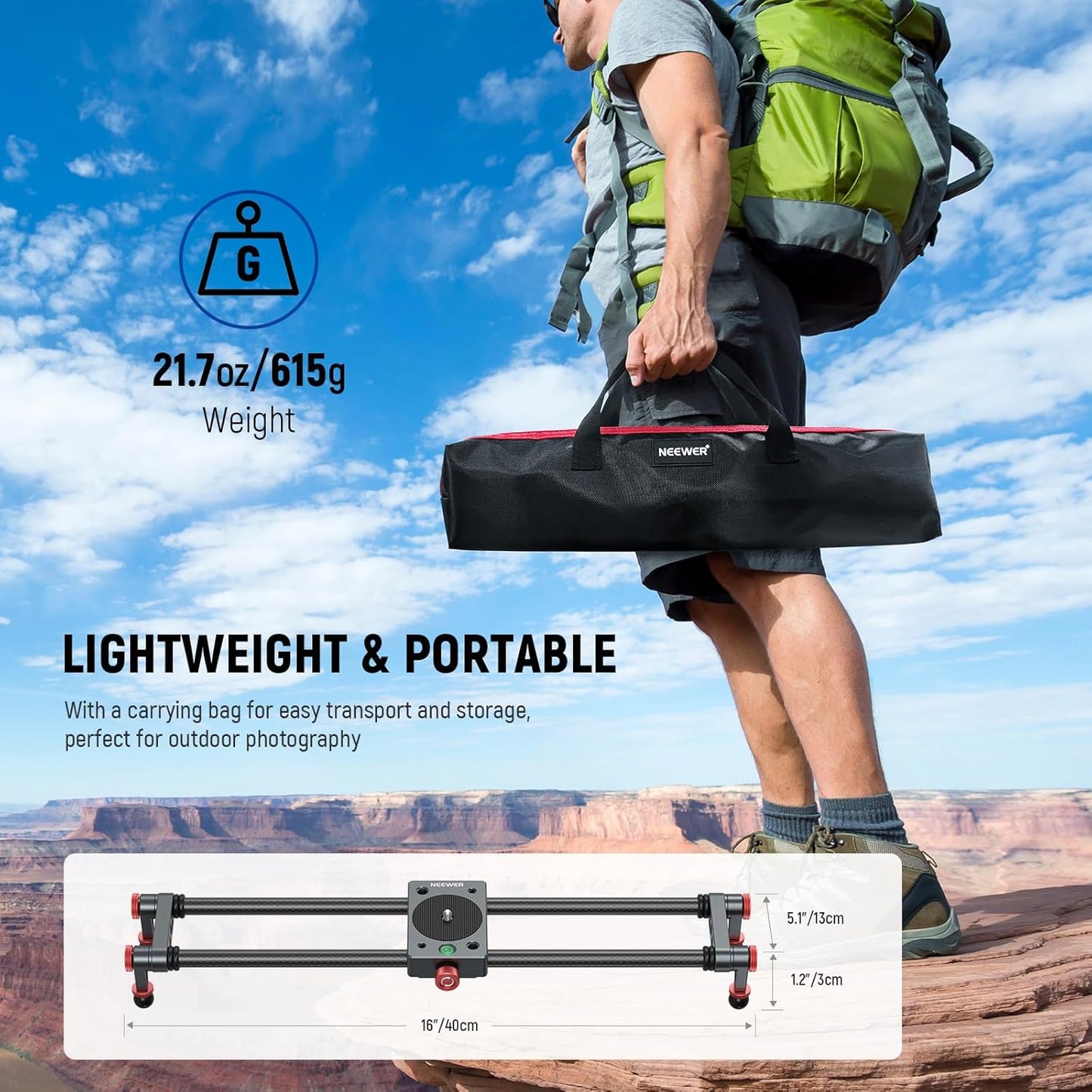 Neewer CS1M 16" Carbon Fiber Camera Slider Dolly