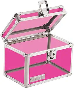 Vaultz VZ00208 Lockable Index Card Holder, Pink