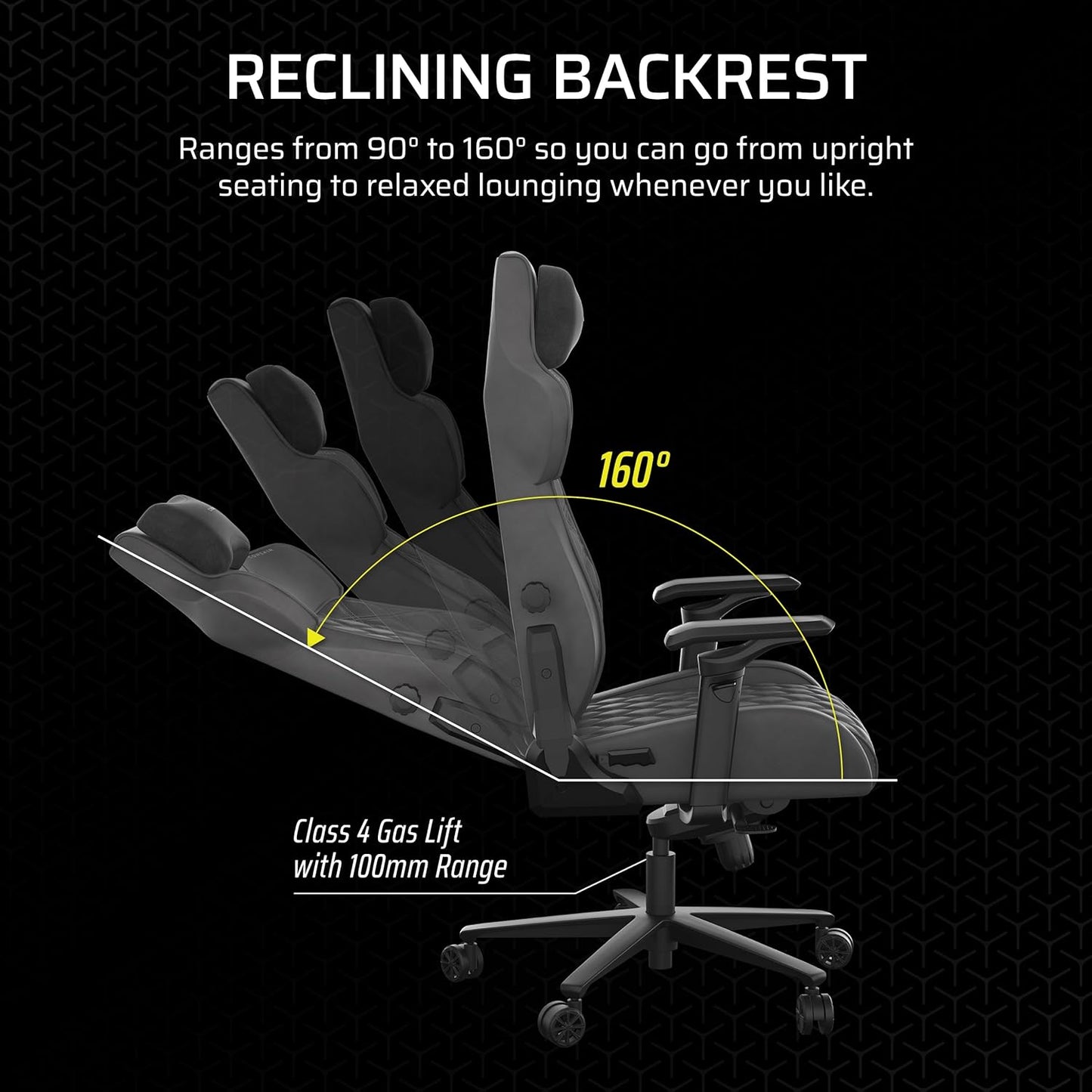 Corsair CF-9010066-WW TC500 Luxe Gaming Chair - Premium Fabric, Adjustable Lumbar - Shadow