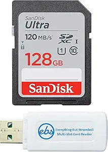 SanDisk SDSDUNR-128G Ultra 128GB SD Card Olympus Camera Bundle