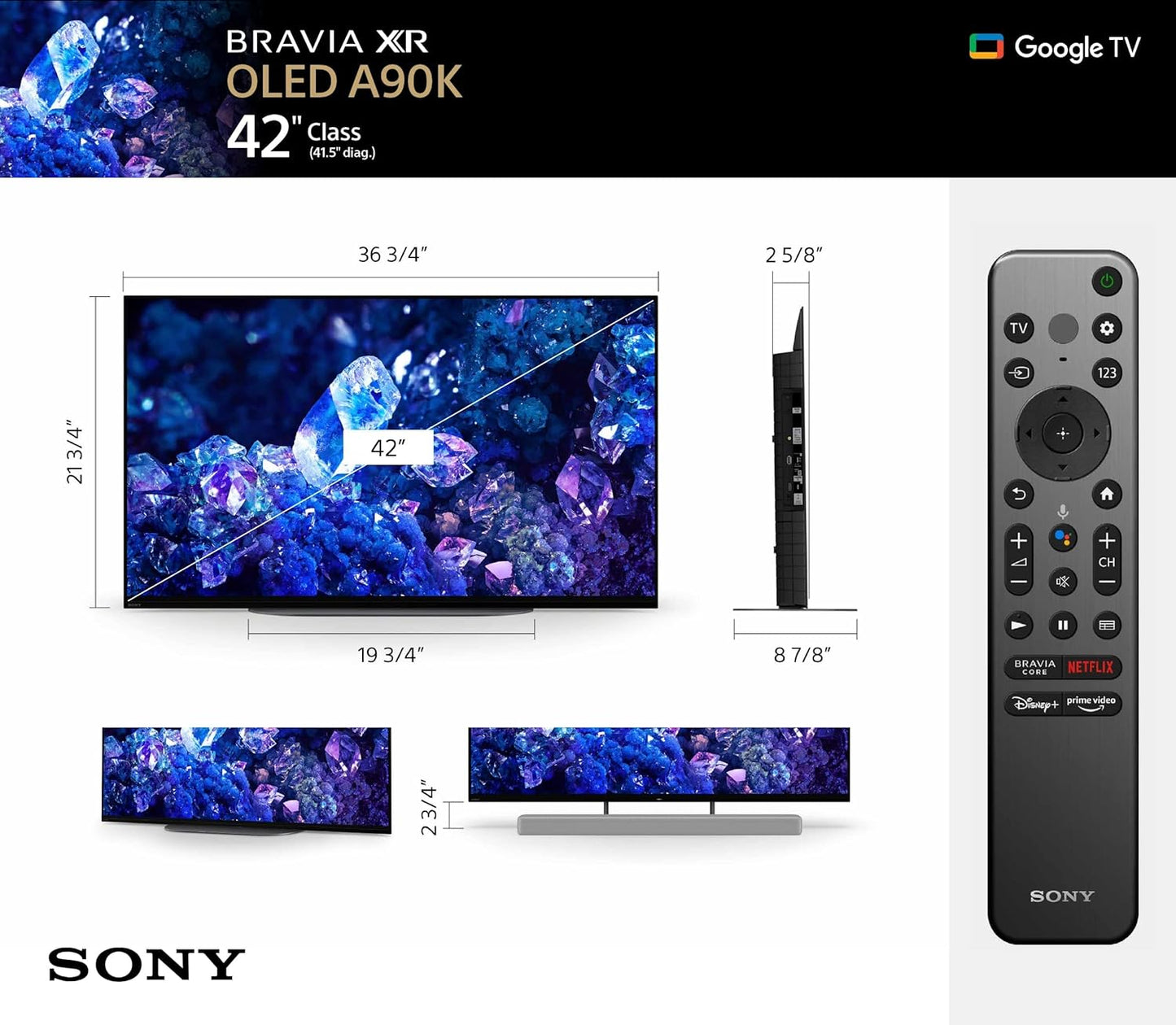 Sony BNDL_XR42A90K-WRTY2-AMBER-SC 42" 4K OLED Smart TV Bundle