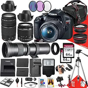 Canon EOS Rebel T7 DSLR Camera Lens Bundle