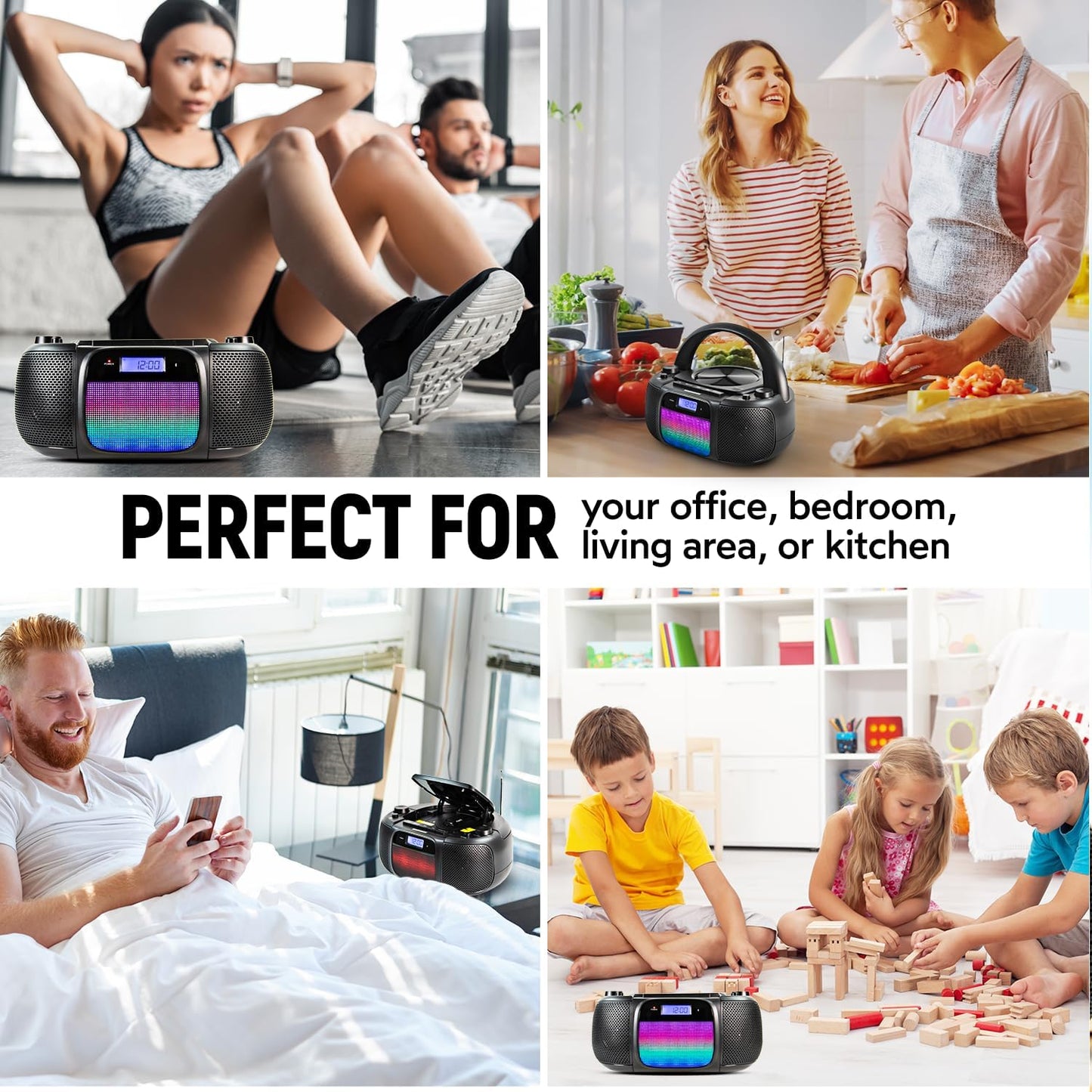 Magnavox MD6972 Portable CD Boombox Bluetooth Radio Lights