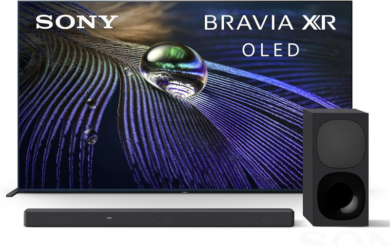 Sony A90J 55 Inch OLED TV with Dolby Atmos Soundbar — main product image
