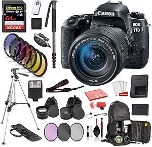 Canon 1892C002 EOS 77D DSLR Camera 18-135mm Lens Bundle