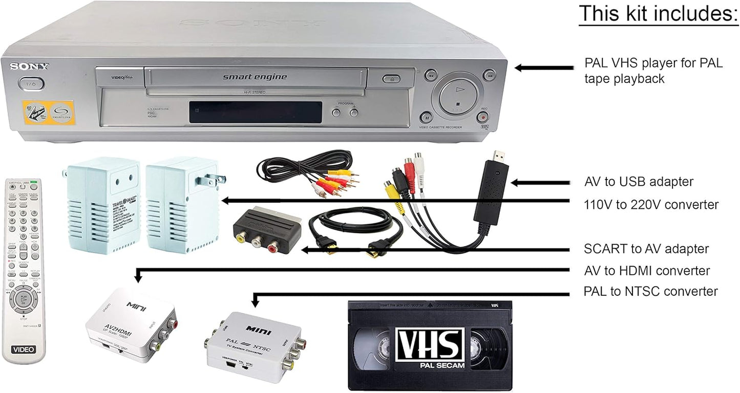 Sony PAL VCR Multisystem Worldwide VHS Conversion Bundle