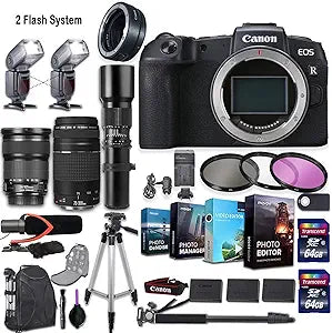 Canon EOS RP Mirrorless Camera 3 Lens Bundle 24-105mm