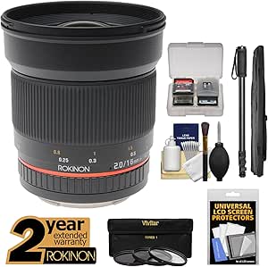 Rokinon K-83448-05 16mm f/2.0 Wide Angle Lens Kit
