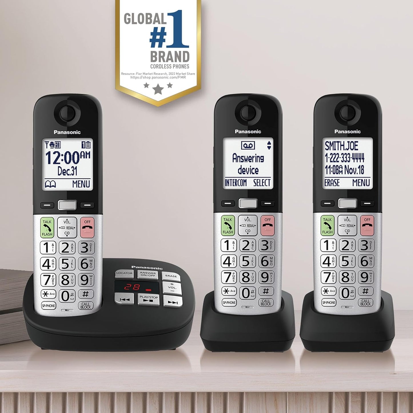 Panasonic KX-TGU433B - Cordless Phone - Large Display - Call Block