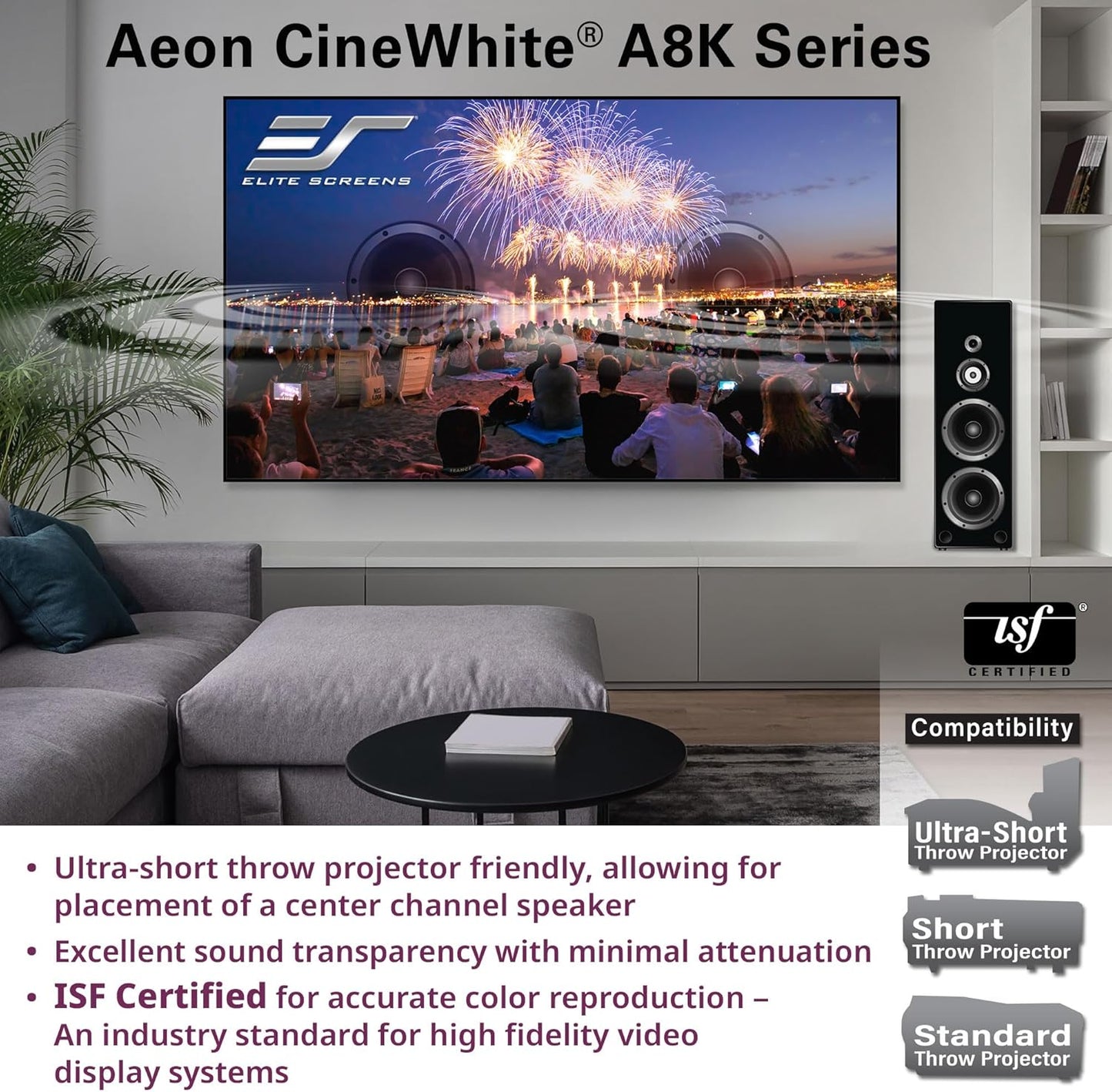 Elite Screens AR138CA8K-WIDE Aeon CineWhite 138" Acoustically Transparent Screen