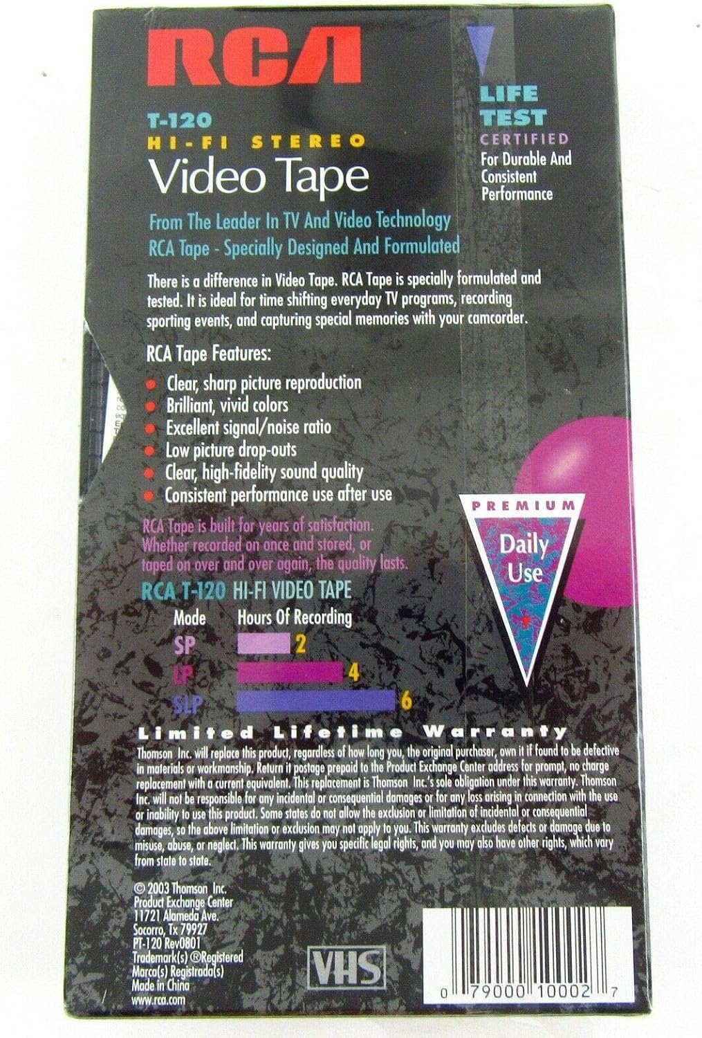 RCA T-120H VHS Video Cassette 120-Minutes Single Pack