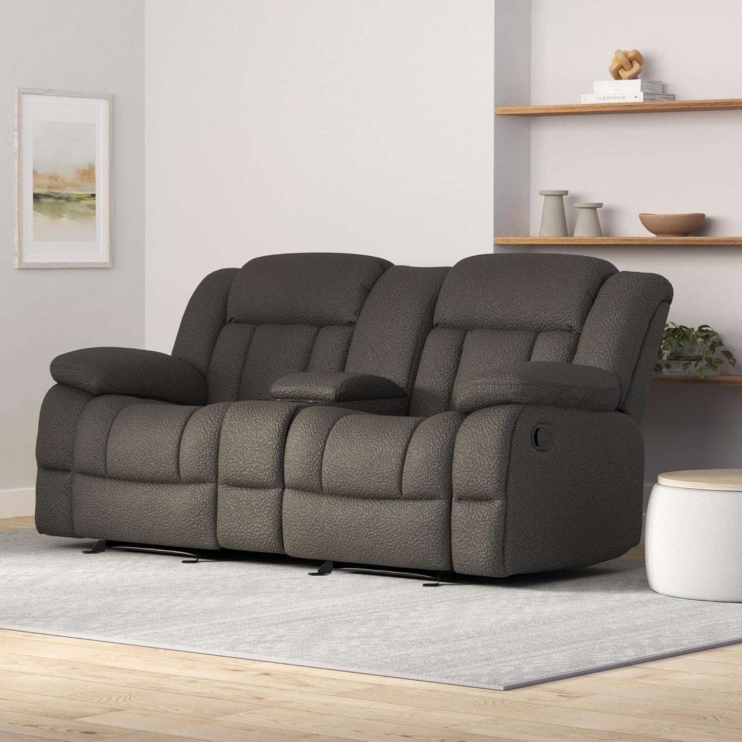 Lexicon 194840134480 Chocolate Reclining Loveseat Console