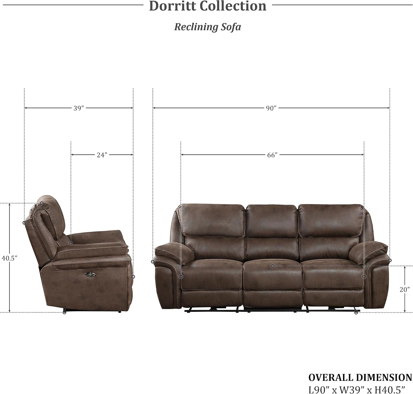 Lexicon Dorritt Power Reclining Living Room Set - Brown