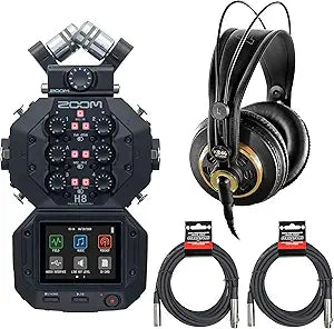 Zoom H8 8-Input Recorder AKG Headphones Bundle