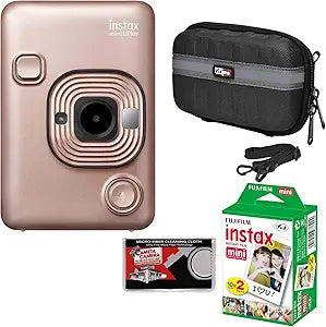 Fujifilm Instax Mini LiPlay Camera Blush Gold + Film Case Kit