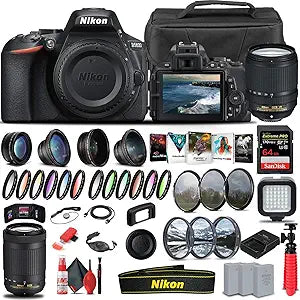 Nikon 1577 D5600 DSLR 18-140mm Lens Bundle (Renewed)