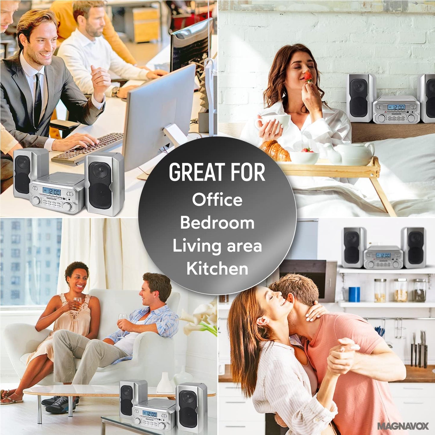 Magnavox MM435M-SL CD Shelf System - Bluetooth & FM Radio