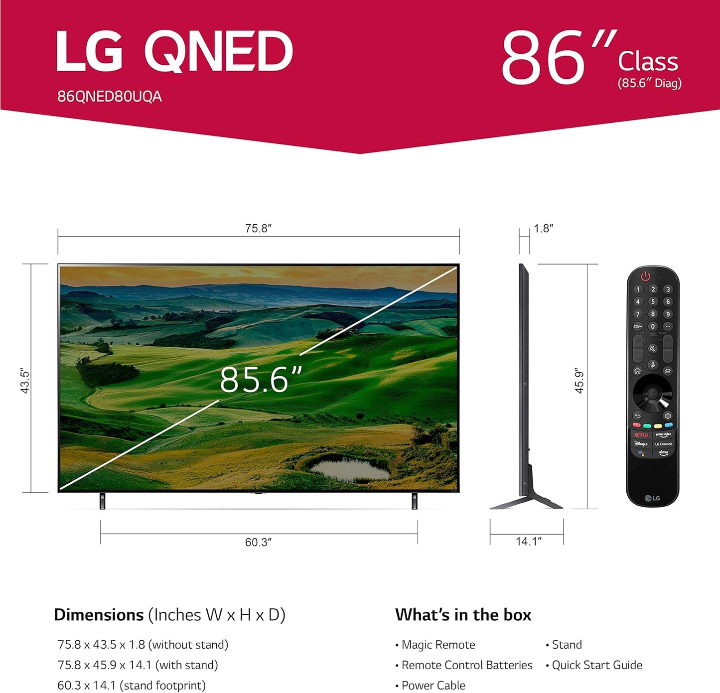 LG 86QNED80UQA 86" 4K QNED Smart TV 120Hz