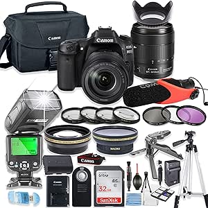 Canon EOS 80D DSLR Camera 18-135mm Lens Bundle