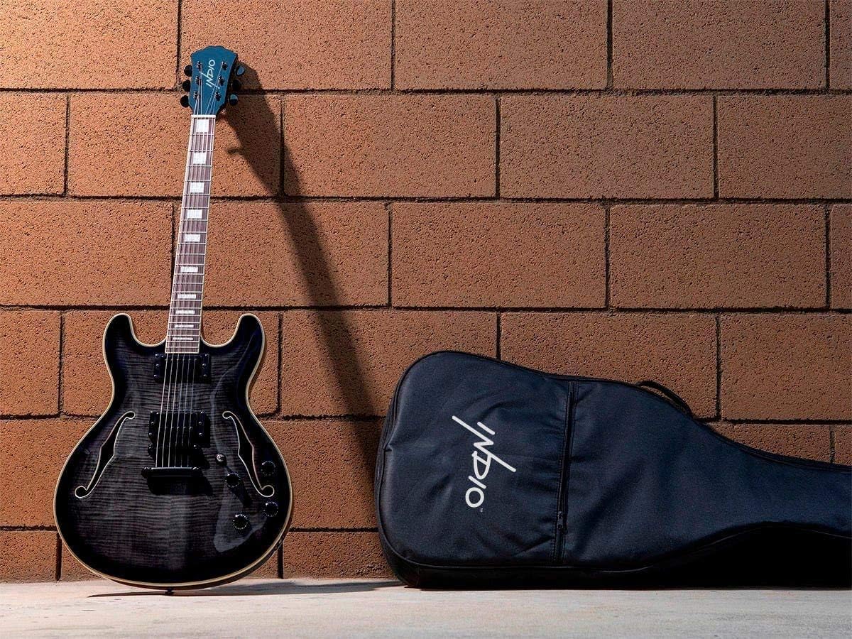 Monoprice 610500 Indio Flamed Maple Hollow-Body Electric Guitar