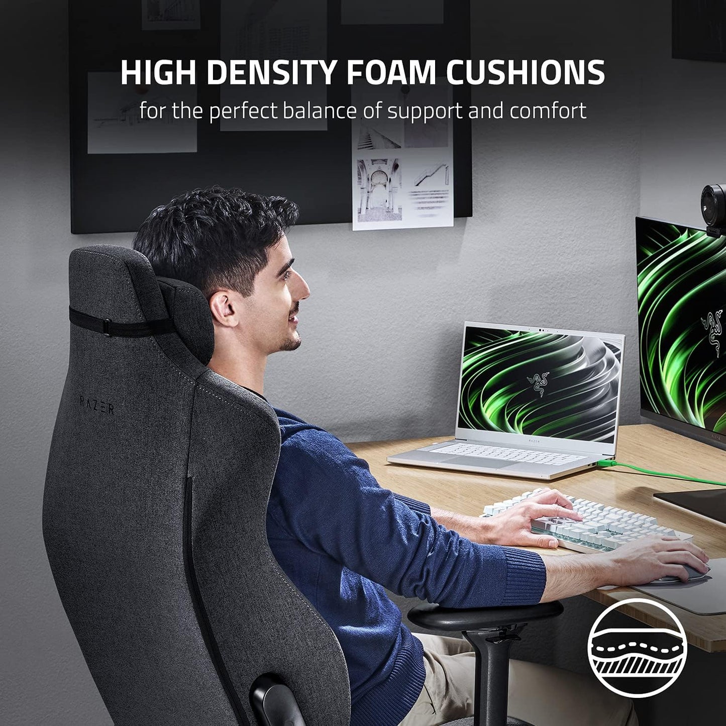 Razer RZ38-03950300-R3U1 Iskur XL Fabric Gaming Chair - Dark Gray