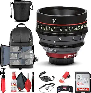 Canon 6569B001 CN-E 24mm T1.5 L F Cinema Lens EF Mount Bundle (Renewed)